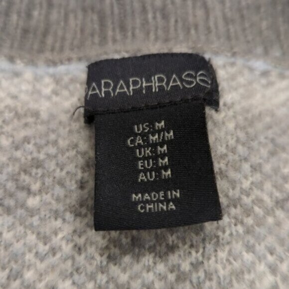 Paraphrase fuzzy button down geometric print cardigan sweater - Picture 6 of 7